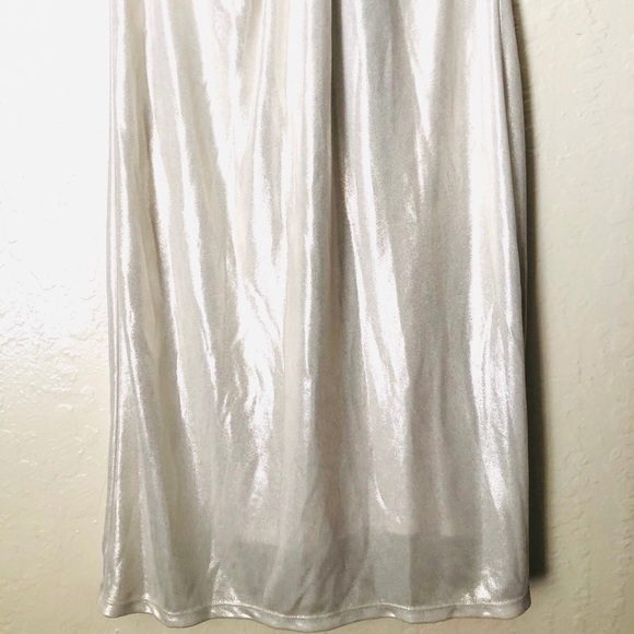 NEW Halston Heritage Knot Drape Neck short dress in Pale Gold size X-Small - Picture 4 of 14